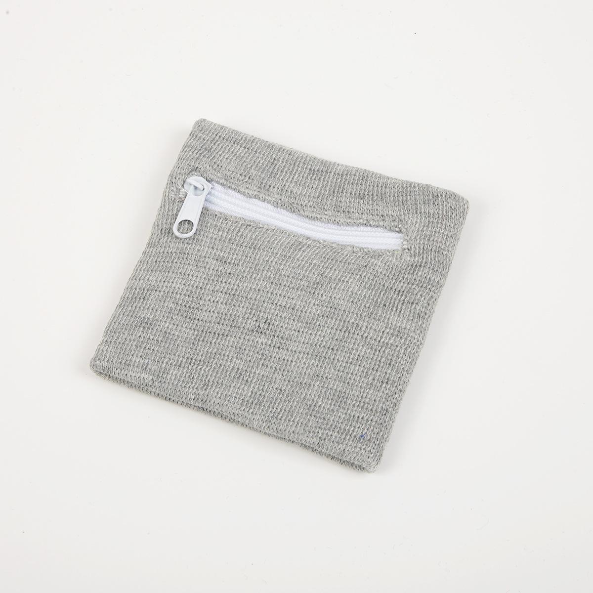 

Унисекс браслет для хранения монет, ключей, карман на молнии, спортивный кошелек на запястье, тренажерный зал, бег, баскетбол серый