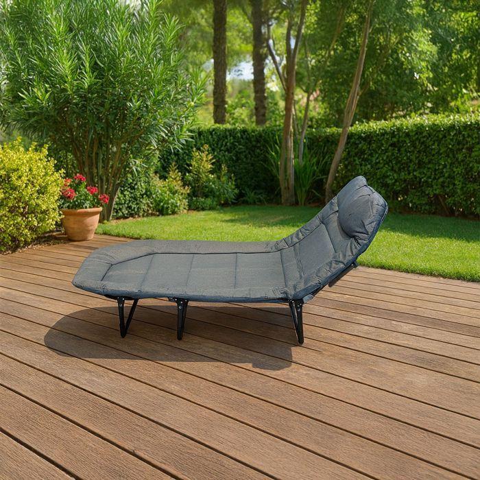 Garden Sun Lounger - Divit GI20 - Foldable - 5-position Backrest - Capacity 200 Kg