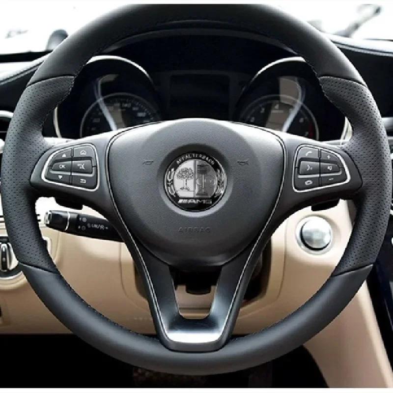 DUJF1 Aluminum 52mm Car Steering Wheel Center Emblem Inner Sticker for Mercedes Benz AMG W205 W212 W213 W220 W221 W202 W204 GLE GLC