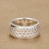 99 Sterling Silver Woven Men's Rotating Index Ring - Large Size, Ethnic Style, Personalized Trendy Design