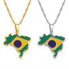 Anniyo Brazil Map and Flag Pendant & Necklace Brasil Maps Silver Color/Gold Color Jewelry #315921