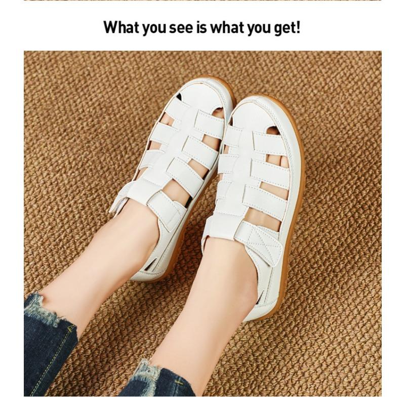 Large Size Sandals Spring Hollow Out Pit Hole Women's Shoes Thick Bottom Waterproof Mom Shoes Flat Bottom Beach Sandals