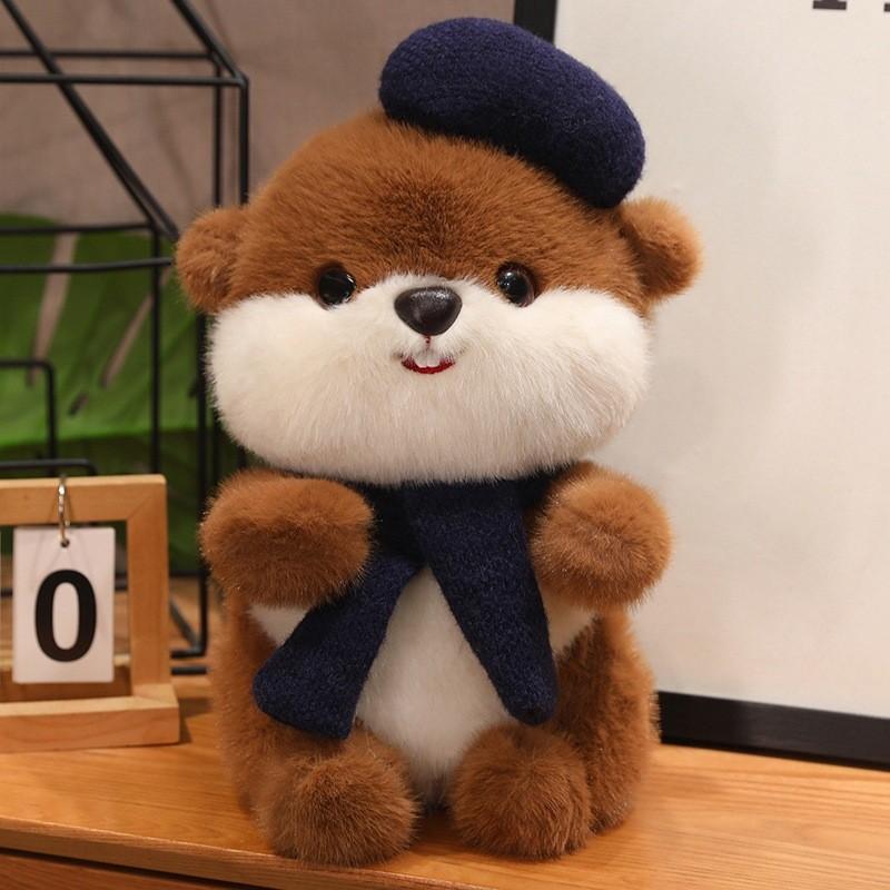 Cute Beaver Plush Toy Soft Short Fur Cuddly Pillow Ideal For Sleepovers Kids