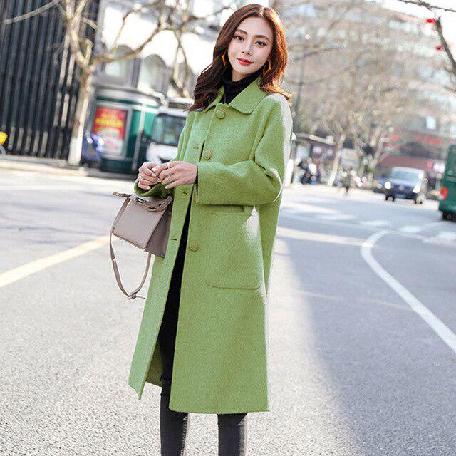 Woolen Coat Causal Long Solid O-Neck Single Breasted Loose Plus Size Jackets Woolen Coat Causal Long Solid O-Neck Single Breasted Loose Plus Size Jackets