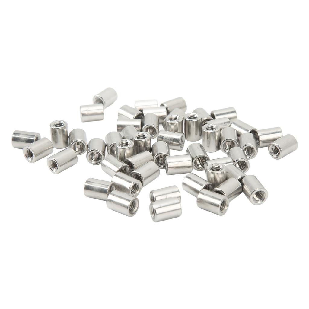 50Pcs Coupling Nut Round Rod Connector Female Thread 304 Stainless Steel M6x1.0 10 L13mm