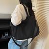 New Nylon Cloth Bag Fashionable Japanese Simple Solid Color Shoulder Commuting All-matching Large-capacity Tote