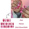 24 Stück Kurze Press-On-Nägel mit Herz- und Flammen-Designs Acryl-Fingernägel für Damen und Mädchen Einfach anzubringen und zu entfernen