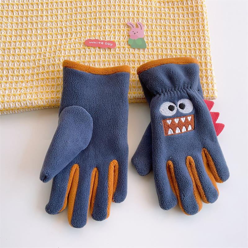 Warme Plüschhandschuhe für Kinder Cartoon Weich Outdoor Polarfleece Winddicht Skifahren Radhandschuhe Kind Schüler Kleinkind Rad Fäustlinge