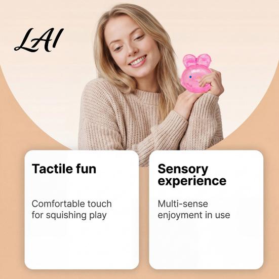 Decompression Toy for Adults Bunny Jelly Squeeze Toy Portable Soft TPR Stress Relief Travel-friendly Fidget Pressure Release Rebound Sensory