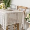 Elegant French Wheat and Floral Lace Tablecloth - RectangularTable Cover with Ruffled Edges, Ideal for Kitchen & Dining Decor, Dining Table Accessory
