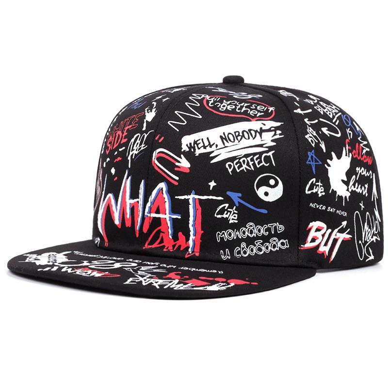 Graffiti Street Style Unisex Baseball Cap With Adjustable Fit For Hiphop Fans чёрный