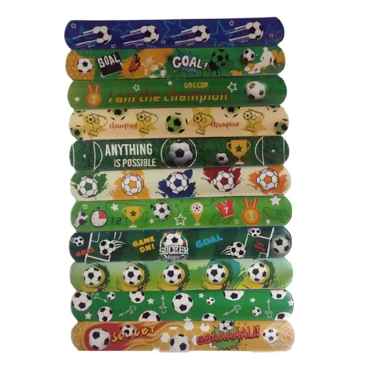 12Pcs Soccer Glove Pattern Slap Bracelets Kids Wristband Football Snap Bracelet