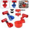 9mm Thread Interface Automatic Poultry Drinking Cup with Screw and ID20mm Red Tee Kit Chicken Duck Quail Pigeon Water Bowl 2Pcs