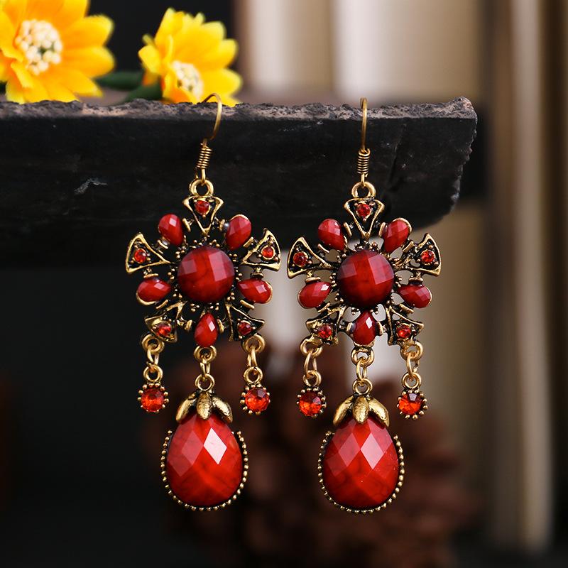 Ethnic Style Dangle Earrings for Women Boho Vintage Water Drop Tassel Earring Female Jewelry Accessories