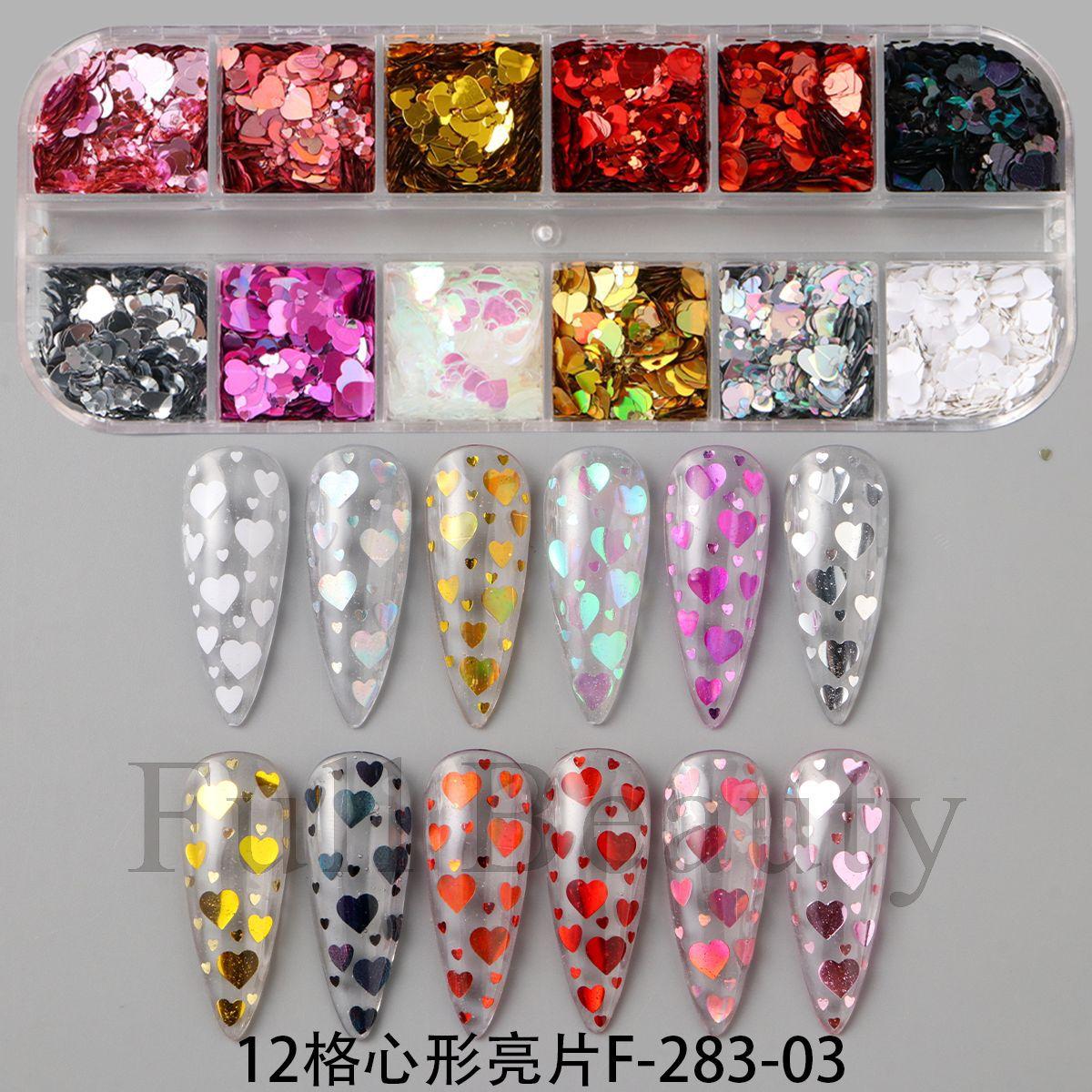 New Nail Art Sequins Valentine s Day Color Love Heart DIY12 Grid Nail Art Sequins