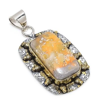 Natürlicher Hummeljaspisstein 925 Sterlingsilber Zweifarbig Anhänger 2,17" M9Z01