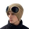 Men's Trendy Windproof Knit Pilot Hat with Goggles - Versatile & Warm for Autumn and Winter