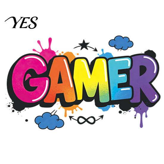 Gradient Color Wall Stickers GAMER Stickers, Traceless Self-Adhesive Decals, Waterproof PVC Art, Durable Self-adhesive Colorful Graffiti Decals