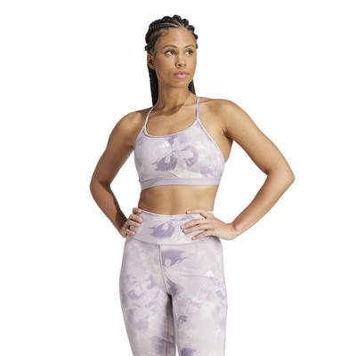 Adidas Sports Bra Aeroreact Training Essentials Light Support Flower Print Bra IKV56 Putty Fig CD Tie-Dye Women's Mauve/Pre-Loved (IQ3378) J/S