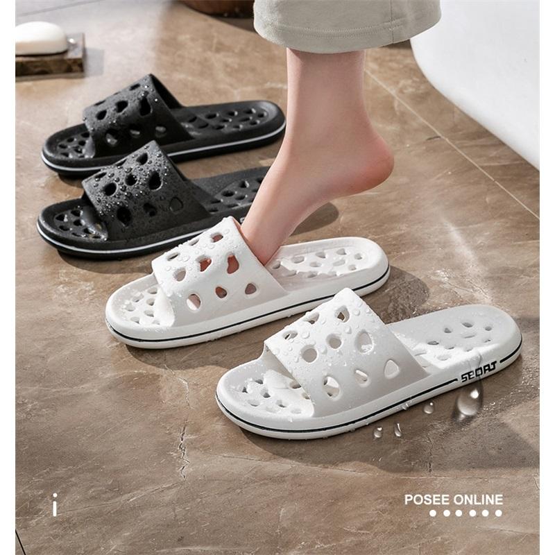 Summer Large Size Non-slip Water Leakage Quick Dry Hollow Indoor Couple Thick Bottom Sandals Slippers