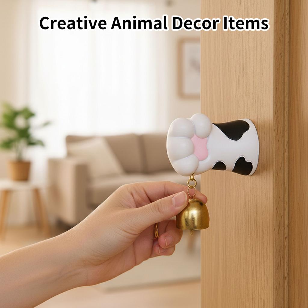 Cute Cow & Doorbell - Creative Animal Door Decor With Push Button Chime, Fun Decorative Door Accessory For Room, Entryway & Living Room