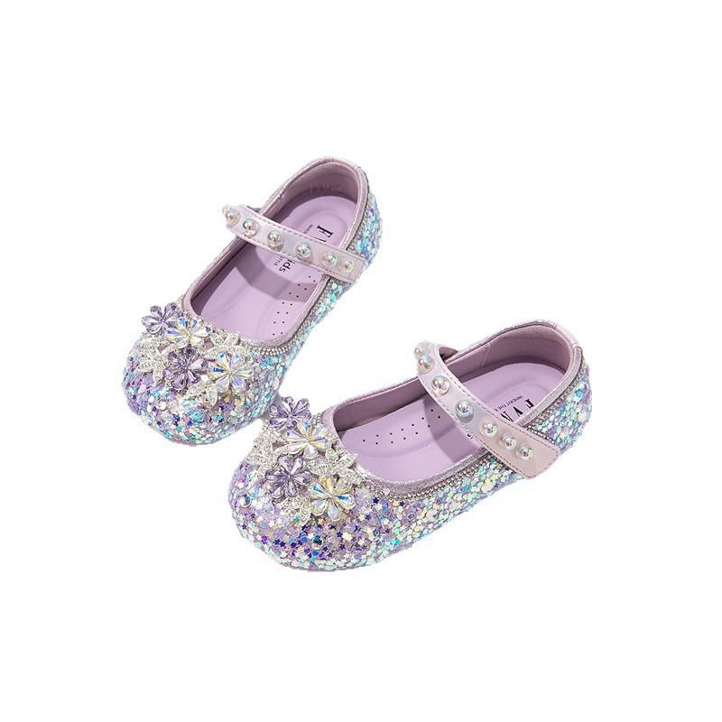 Youth Style Shoes Girls Soft Sole Princess Flat Shoes Toddlers Kids PU Upper With Rubber Magic Tape Sweet School Style