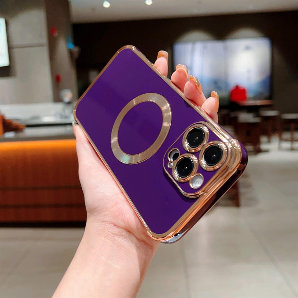 For iPhone 16 Pro Case Compatible with MagSafe Electroplating TPU Phone Cover