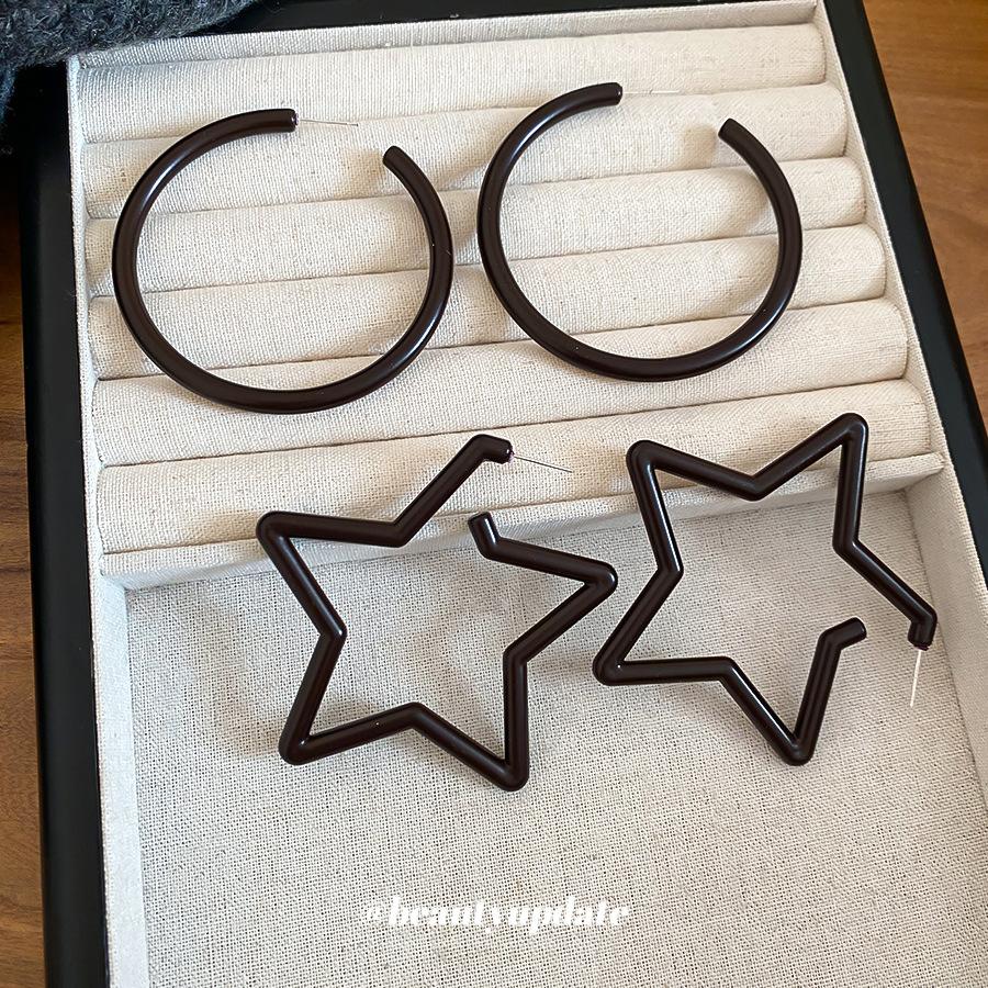 Steel Needle Acrylic Round Star Stud Earrings Casual Simple Daily Commute Versatile Earrings Design Sense Niche Earrings