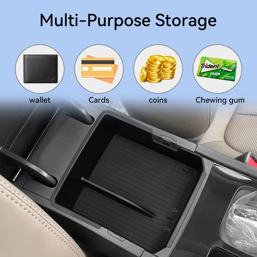LUCKEASY for BYD M6 2024 2025 Center Console Armrest Storage Box Car Central Tray Organizer Accessories Stowing Tidying Black
