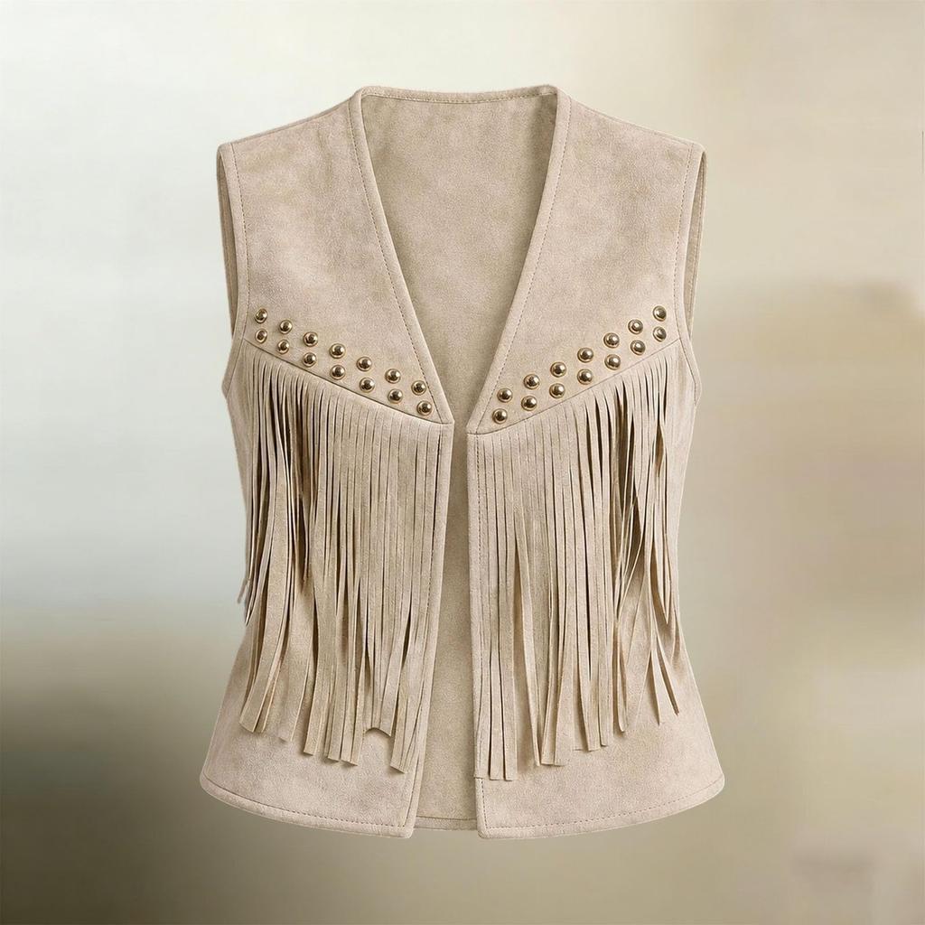 Women's Sleeveless Vest – Casual V-Neck with and Studs