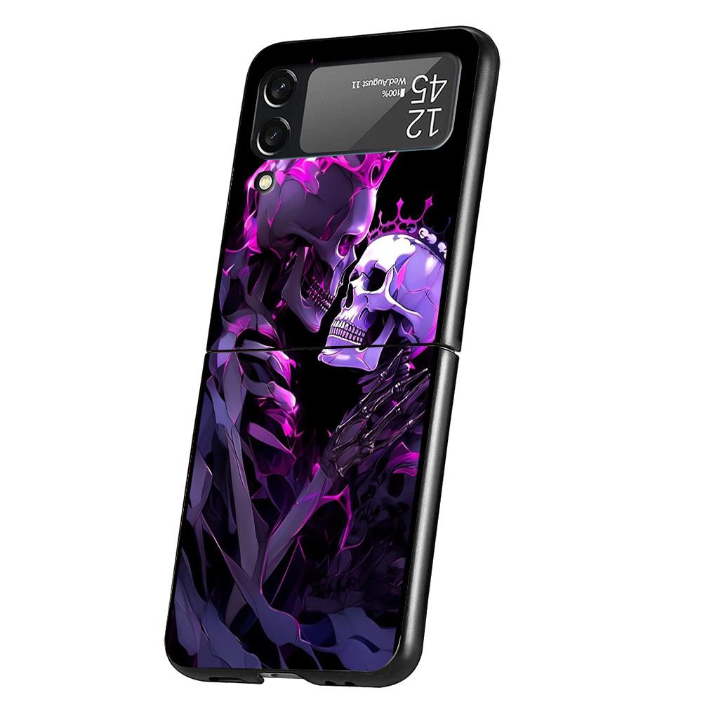 Anatomy Skeleton Heart Lovey Kiss Cover Phone Case For Samsung Galaxy Z Flip 7 6 5 4 3 5G Flip7 Flip6 Flip5 Flip4 Flip3 Black Fu