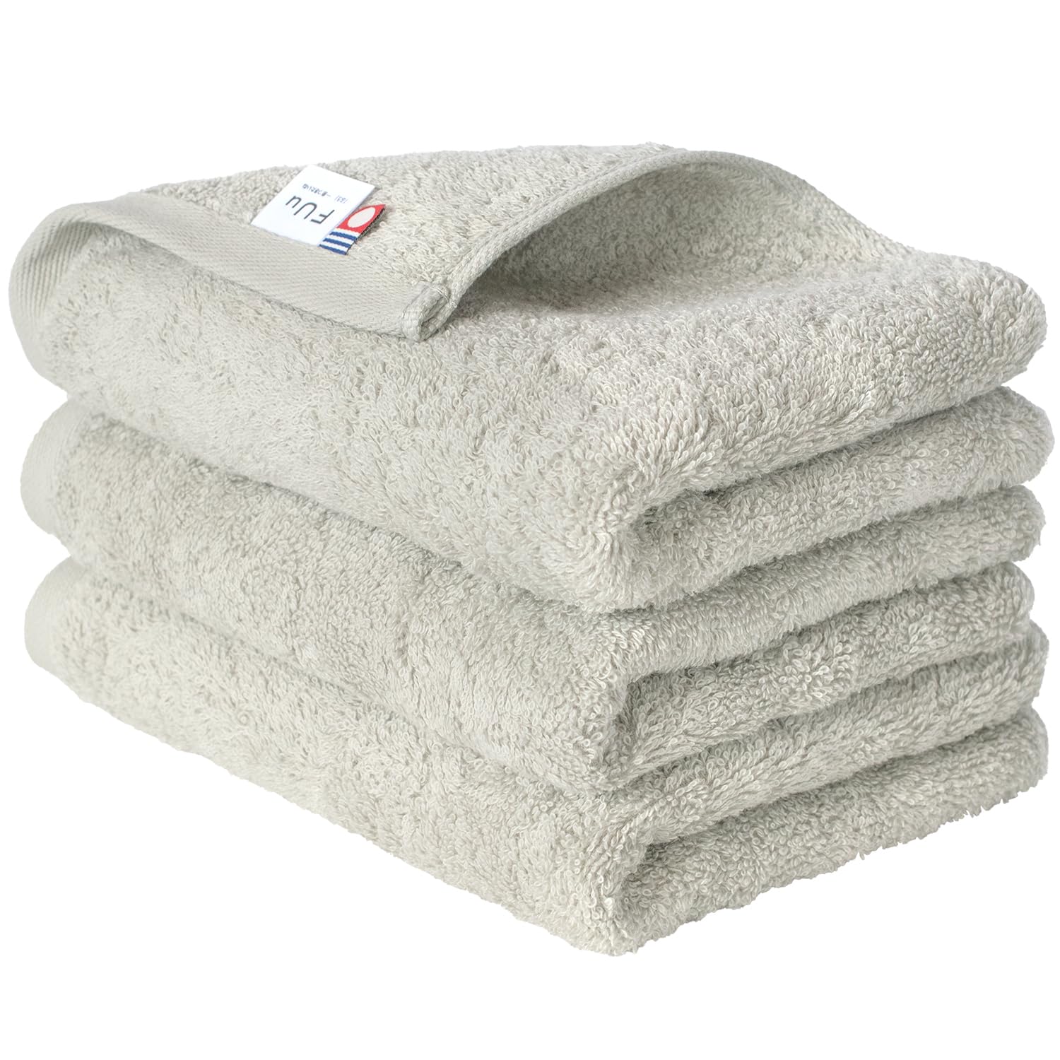 

Bloom Imabari Certified FUu Face Towels, 3-Piece Set, Soft, Fluffy, Thick, Absorbent, Hotel-Grade, Made in Japan, 100% Cotton (Light Gray)