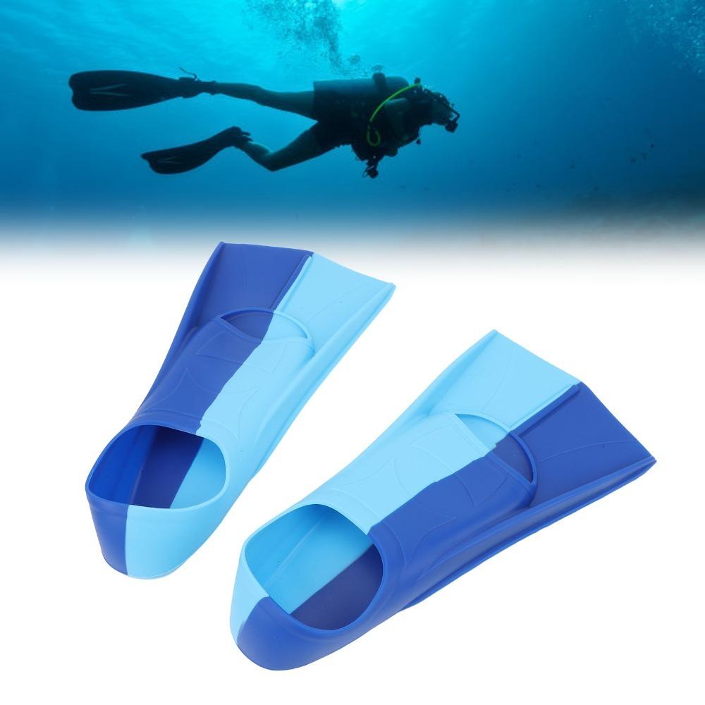2PCS Anti-Slip Swimming Training Flippers Blue Short Blade Fins Swim Fins for Diving Breaststroke