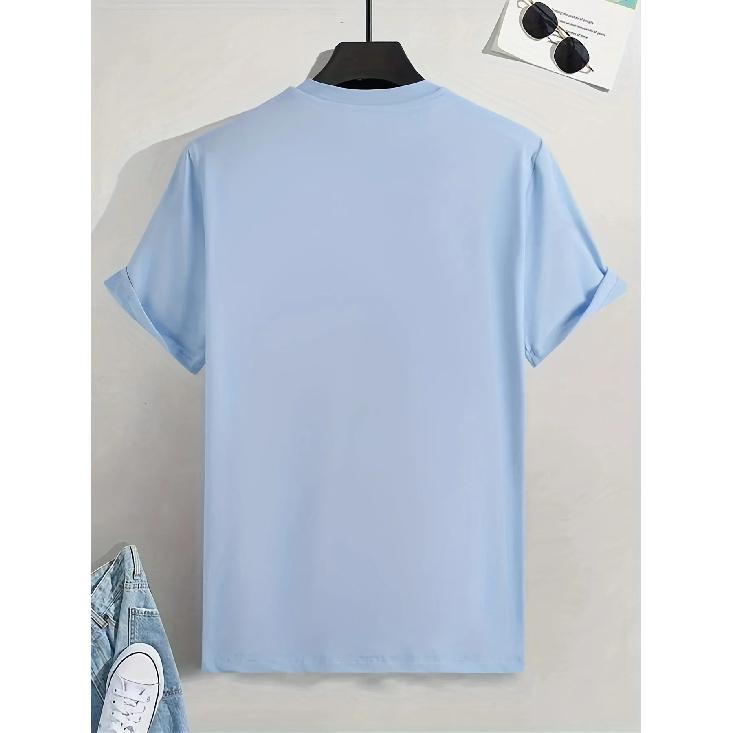 Men's Cotton Paris Print T-shirt Top Man O-neck Short Sleeve Loose Casual Tshirt