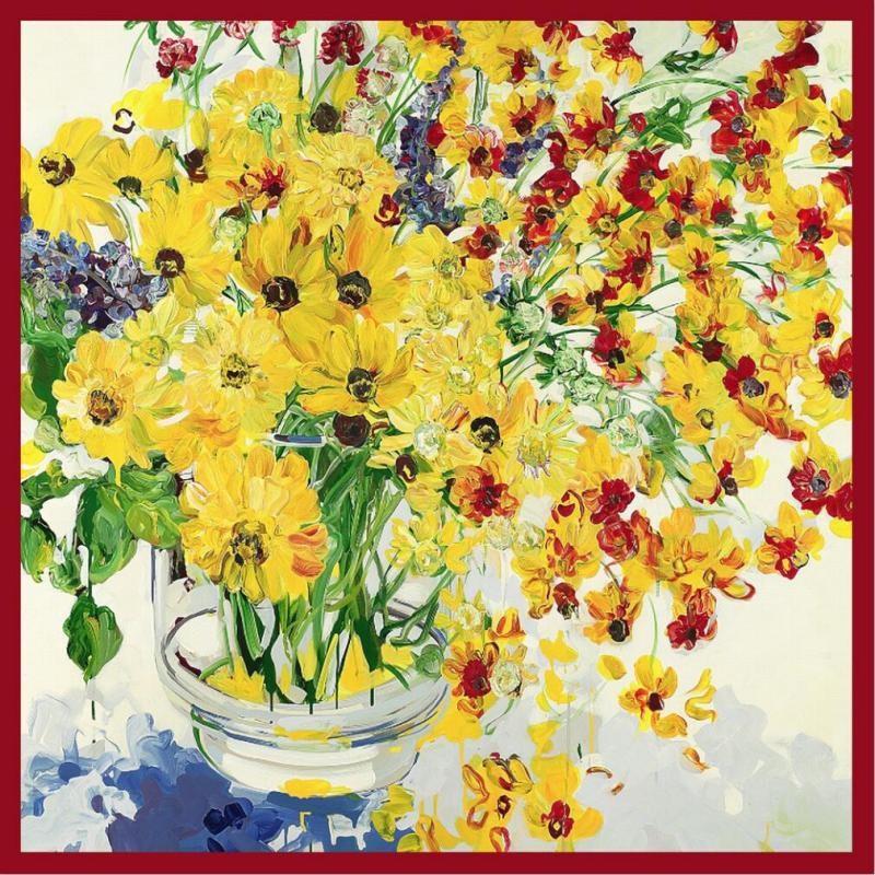 Jing Si Jie Sunflower Mulberry Silk Scarf