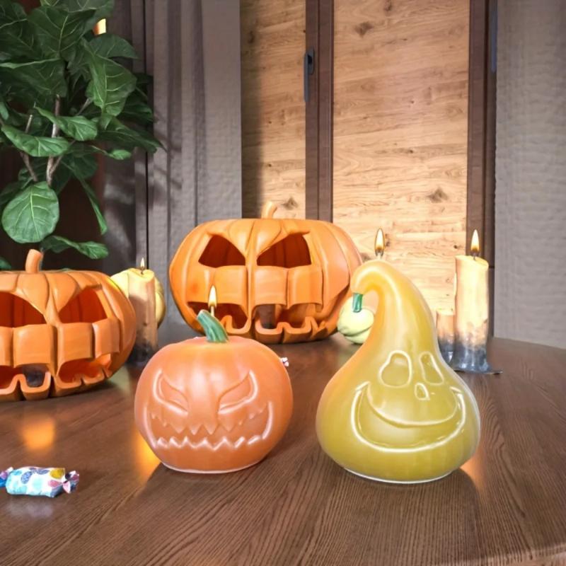 Angry Smile Pumpkin Candle Silicone Mould 1-2pcs DIY Scented Candles Kits Plant Resin Molds Thanksgiving Day Gypsum Decor Gifts