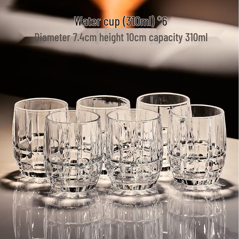 ZJ European Style Thickened Glass Beverage Cup Set 6 Count