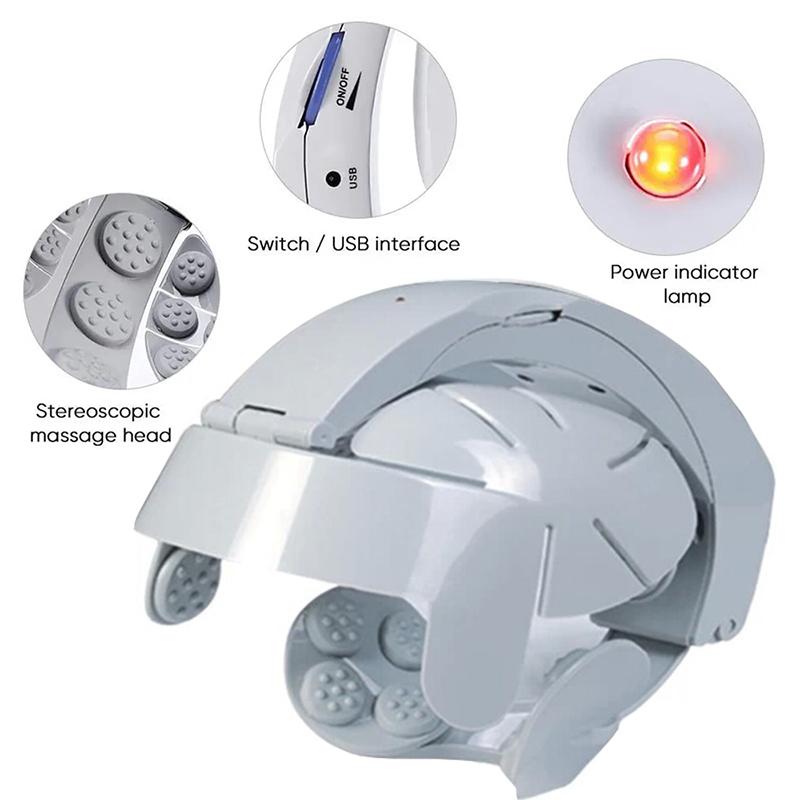 Elektrisches Kopfmassagegerät, multifunktionales Vibrations-Kopfhautmassagegerät, Akupunkturpunkte, Kneten, tragbares Helmmassagegerät