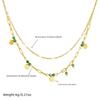 Gold Green Bead Disc Layered Necklace for Women