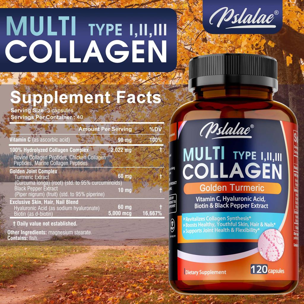 Complex Collagen Capsules Containing Hyaluronic Acid and Biotin Are All-natural and Support Skin Health.