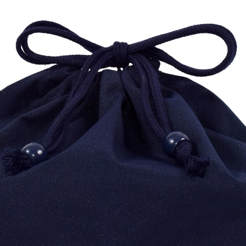 COLORFUL CANDY STYLE Drawstring Lunch Bags, Medium Gusset (with Name Tag), Water-Repellent, No-Iron, Deep Navy, Set of 3, for Girls and Boys, Stylish