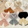 Autumn and Winter Scarf Women's Versatile Thickened Lengthened Warm Fish Tail Plush Scarf Cross Fluffy Scarf