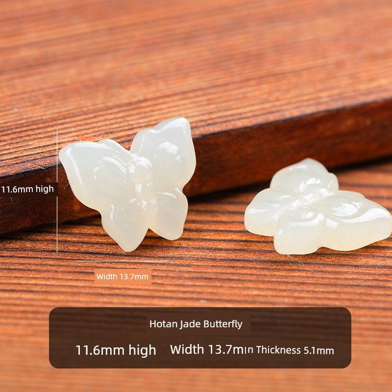 

Натуральный Хэтяньский нефрит Синий и Белый нефрит Цвет чистой воды Бабочка Мелкие аксессуары Браслет Ожерелье Плетеный ремешок для ношения Вэньвань DIY Аксессуары Butterfly one (upper and lower through hole)