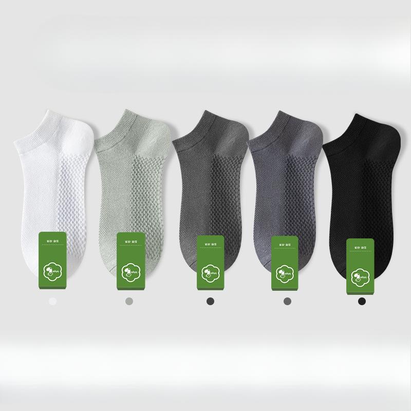 5 Pairs of Men's Summer Thin Pure Cotton Sweat Absorbing Deodorant Mesh Short Cotton Socksjavascript: