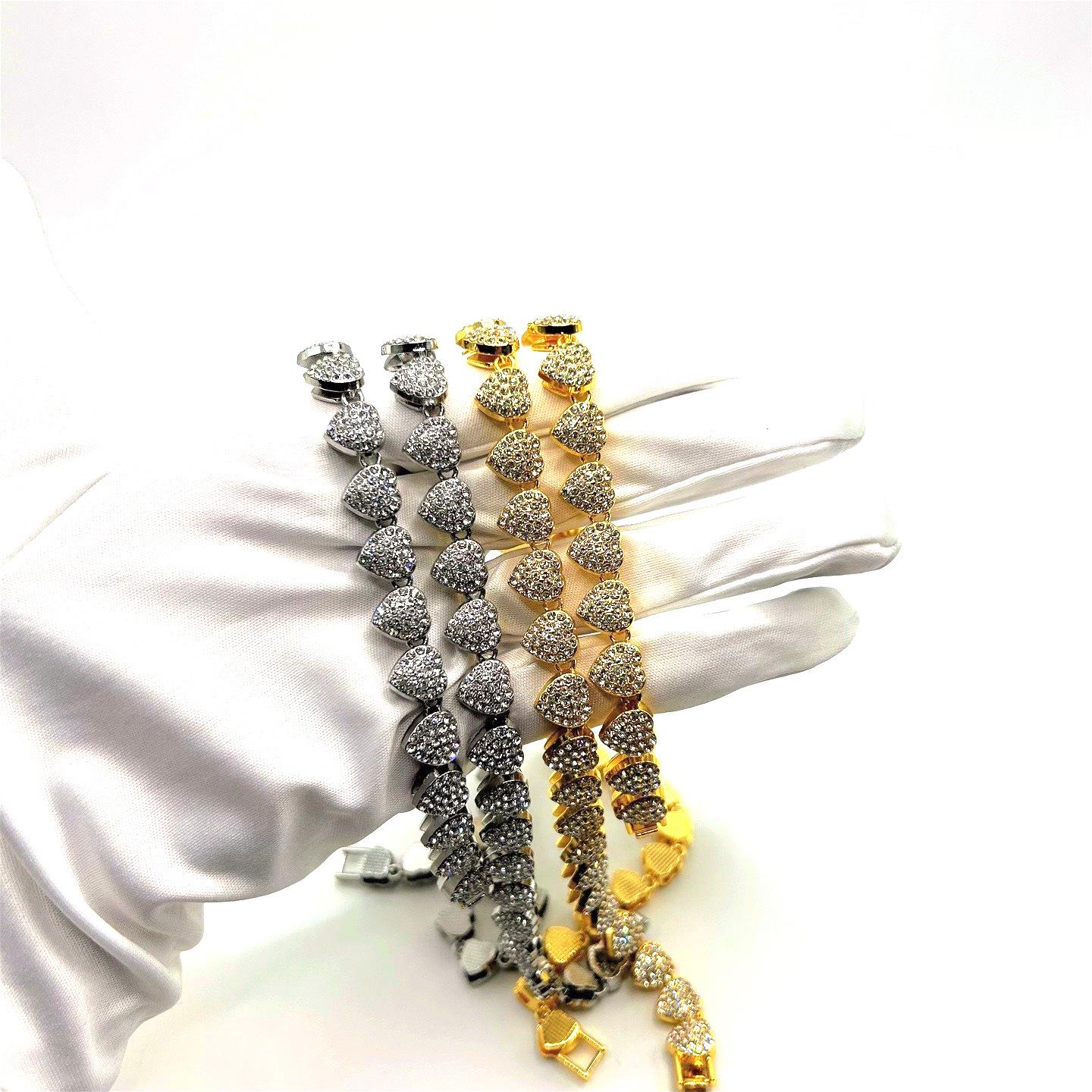 

Трендовое 12-миллиметровое ожерелье в форме сердца в стиле Iced Cuban и массивный хип-хоп браслет