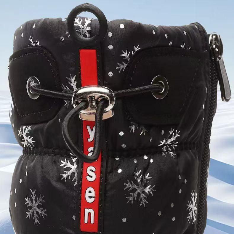 Winter Warme Schneestiefel für Damen Rutschfeste Outdoor Hohe Kordelzug mit Samt und Dicksohlige Stiefel für Damen