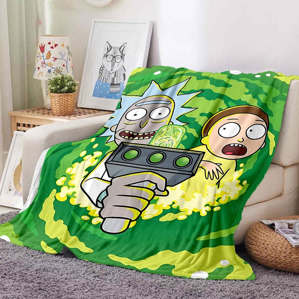 1pc Rick and Morty Blanket Lightweight Flannel Throw For Sofa, Bed, Travel, Camping, Livingroom, Office, Couch, Chair, And Bed