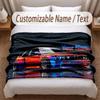 Car Racing Theme Soft Blanket Personalized Custom Name Text Print Warm Blanket Home Sofa Bedroom Decor