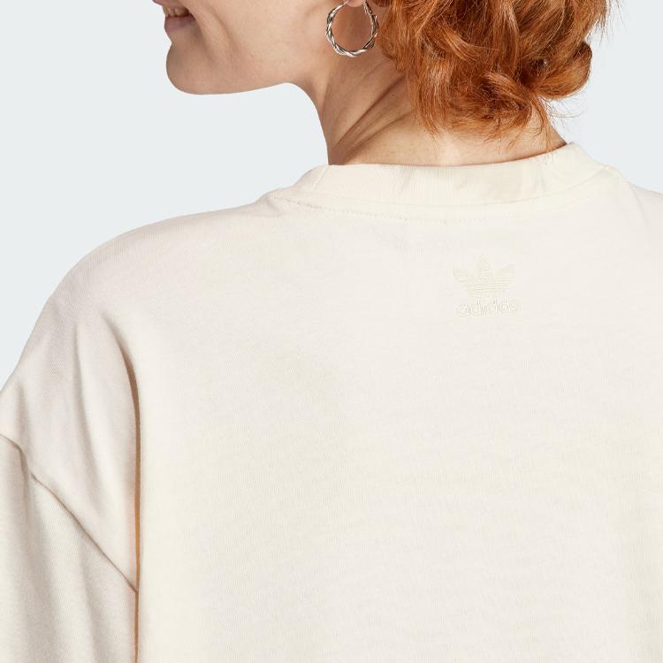 Adidas Originals Trefoil Tee Dress Cartoon Logo Print Sports Comfortable Casual Round Neck Short Sleeve Dress Women Dresses Wonder-White IN4138