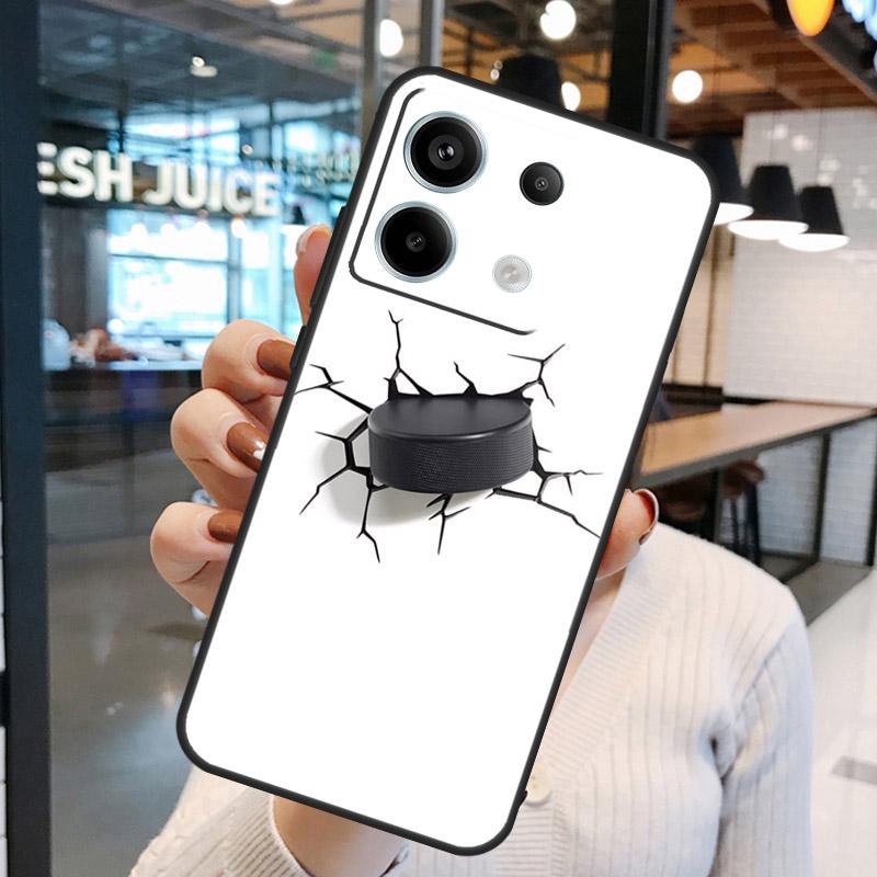 Hockey Stick and Puck Case For Xiaomi Redmi Note 11 9 10 12 13 14 15 Pro Plus Redmi 15 15C 10C 12C 13C 14C Cover